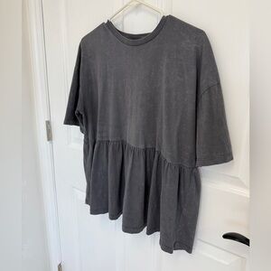 ASOS Design Maternity Peplum Tee Gray Washed Babydoll Top Size 6 (UK 10 / EU 38)